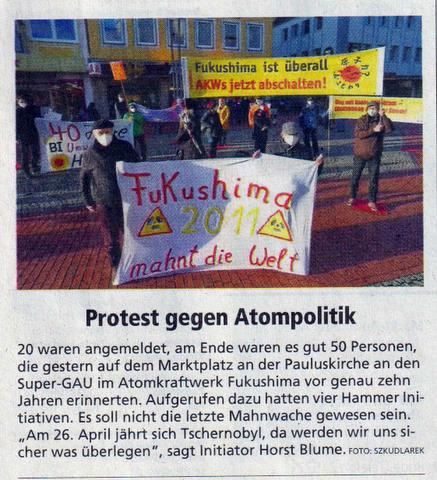 Fukushima-Jahrestag in Hamm 11. März 2021