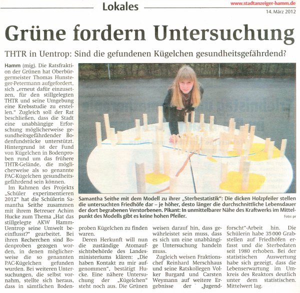 Stadtanzeiger-Hamm vom 14.03.2012 - Grüne fordern Untersuchung