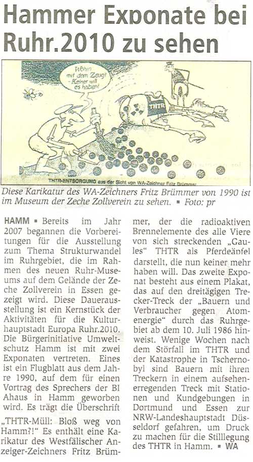 22.01.10 Westfälischer Anzeiger - Hammer Exponate bei Ruhr.2010 zu sehen!