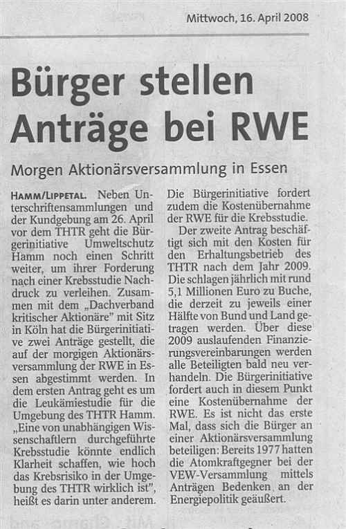 Westfalenpost 16.04.2008