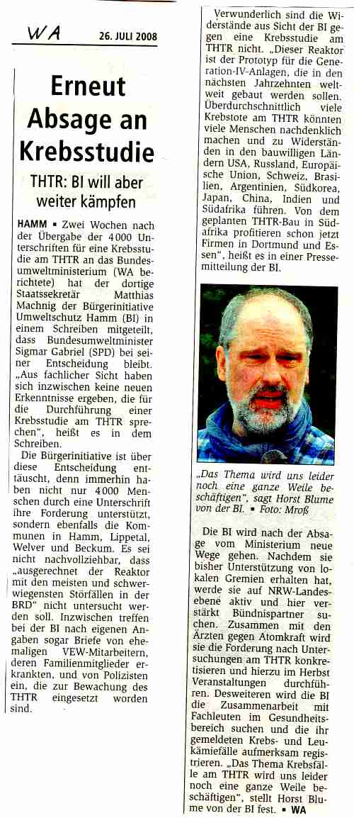 Westfälischer Anzeiger vom 26.07.08